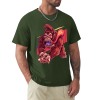 Men's green cotton t-shirt with red monster graphic print | Inkedjoy