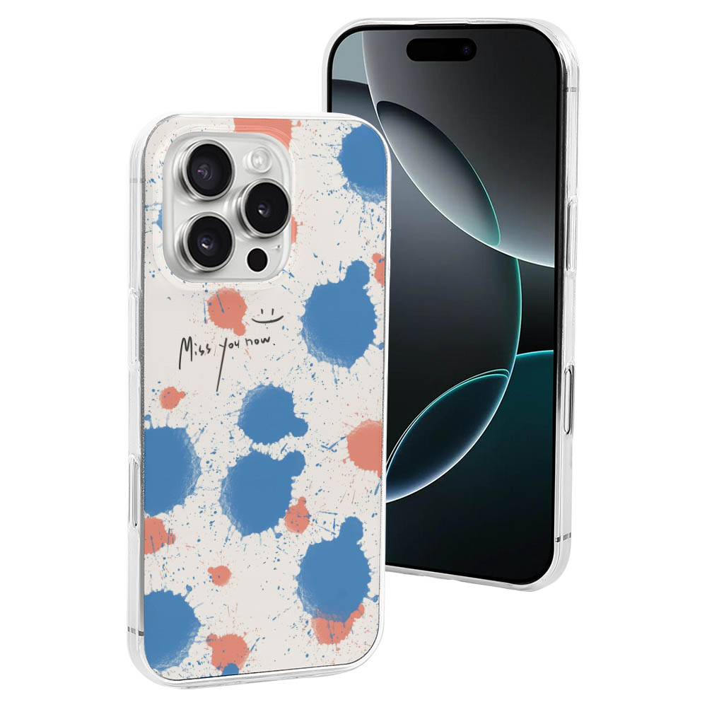 iPhone 16 case with abstract paint splotch design, TPU, protective cover, stylish, "For you" text.