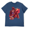Men's navy blue cotton t-shirt with red monster graphic print