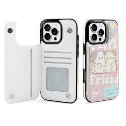 iPhone 16 case with card slot and cartoon design, providing 360-degree protection.