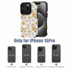 iPhone 15 Pro fiber skin case with floral pattern and model compatibility display, providing scratch protection.