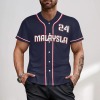 Men's navy blue Malaysia baseball uniform with '24' on front, pique cloth material.