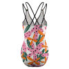 Floral one-piece swimsuit with double shoulder straps. Perfect for summer beach wear. Made of polyester and spandex.