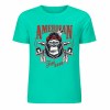 Teal cotton short-sleeved T-shirt with AMERICAN LEGEND gorilla graphic print