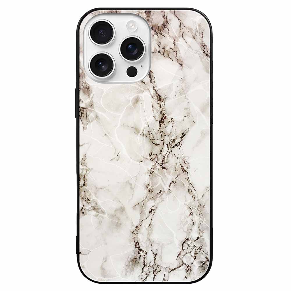 iPhone 16 Series glass case with marble pattern, anti-scratch protection