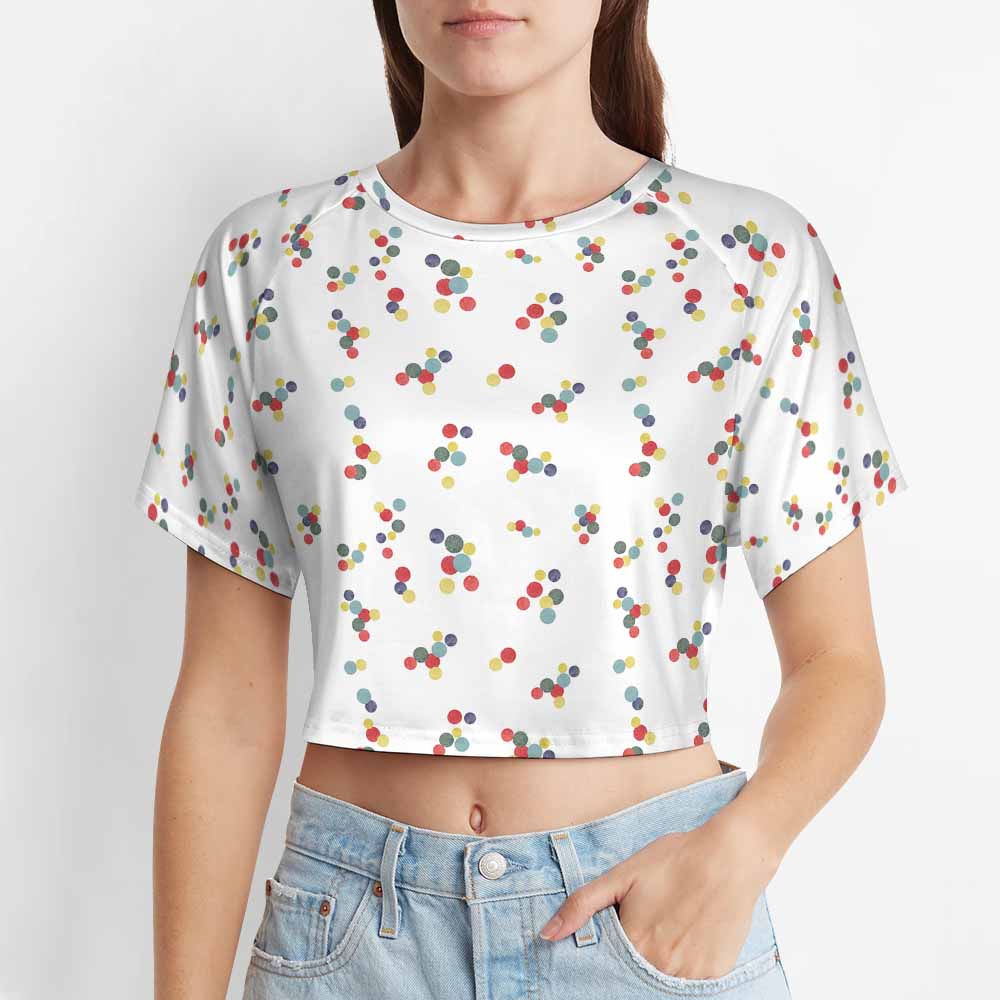 Women's short-sleeved navel exposed shirt with floral print in brushed milk silk