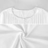 White ruffled petal sleeve top detail, button-front design, polyester blend, casual wear
