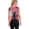 Women's pink floral yoga vest back view, sweat-absorbing backless design