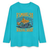 Turquoise pure cotton long sleeve T-shirt with ASMODUS Shark Attack graphic