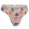 Peach thong panties with starfish pattern, comfortable polyester-spandex blend