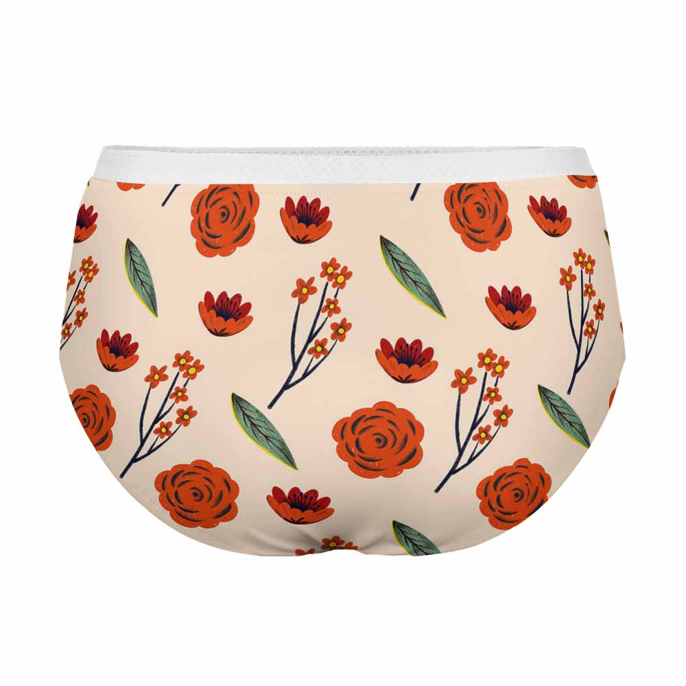Floral print lycra underwear for women. Comfortable, elastic, and perfect for daily wear. Inkedjoy.