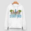 White cotton Surfing hoodie, loose fit, suitable for daily wear, with graphic.