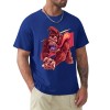 Men's blue cotton t-shirt with red monster graphic print | Inkedjoy
