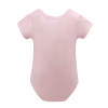 Pink short-sleeve cotton baby bodysuit, soft and comfortable for newborns and infants.