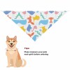 Dinosaur pattern pet scarf on dog, daily wear and parties, with ordering tip.