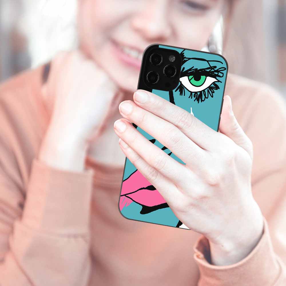 iPhone 12 Series case with artistic portrait design, TPU material, protective and stylish.