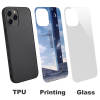 iPhone 12 series glass case components: TPU, printing, and glass. Features anti-fall protection and wireless charging.