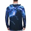Men's Sun Protection Hoodie with Blue Lightning Print, long sleeve, UV protection