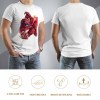 White cotton men's t-shirt with red monster graphic print, Inkedjoy product, front and back view
