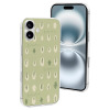 iPhone 16 Series olive green TPU case with white abstract pattern, protective cover