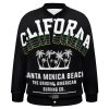 Black Fylly Printing Baseball Uniform with "CALIFORNIA BEACH" graphic, men's streetwear