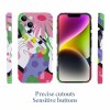 iPhone 14 floral case with precise cutouts and sensitive buttons, made of PC plastic