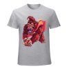 Men's gray cotton T-shirt with red monster graphic print | Inkedjoy