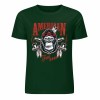 Dark Green pure cotton T-shirt with American Legend gorilla graphic print, summer fashion.