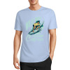 Light blue pure cotton surfing T-shirt with Catch the Wave graphic, summer fashion.