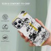 iPhone 13 fiber skin case with abstract art design, scratch-resistant and comfortable grip.