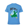 Light blue Men's 'Just Do It' T-shirt with cartoon graphic, cotton fabric