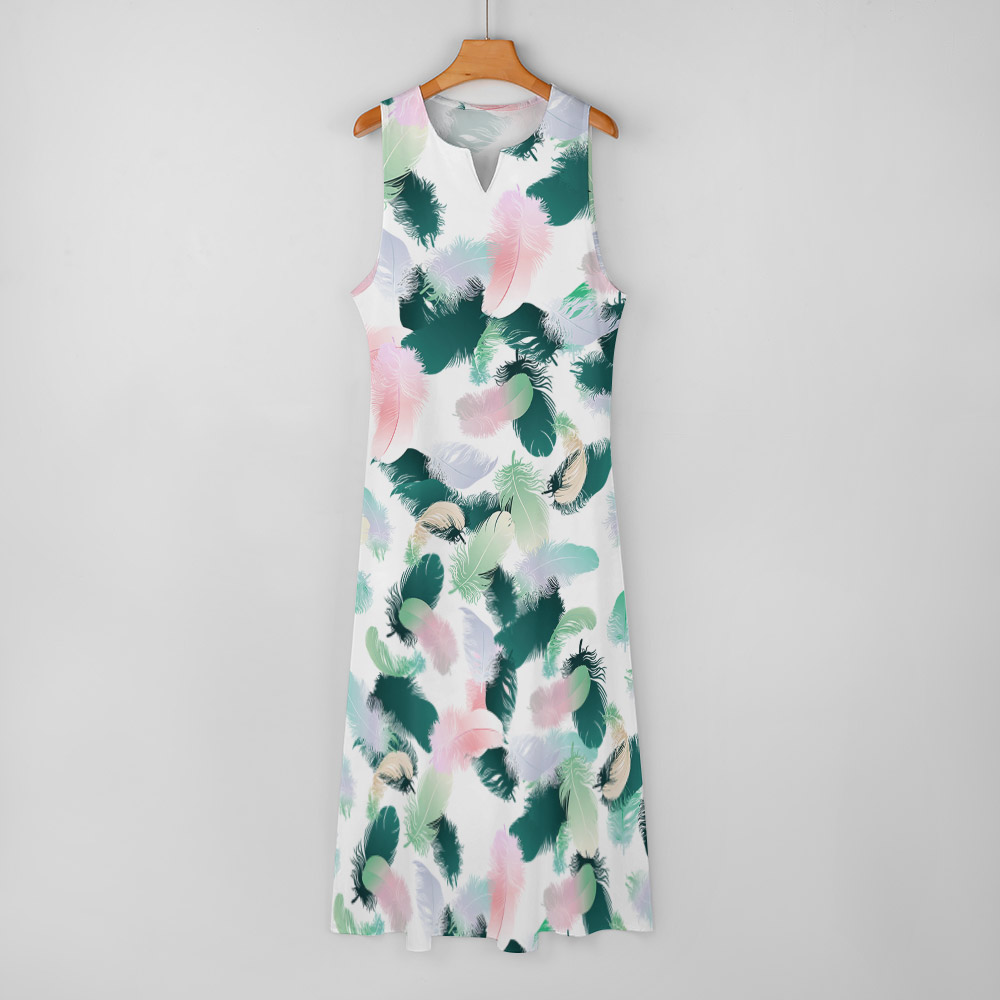 Sleeveless white floral dress, perfect for summer vacation, made of 100% polyester