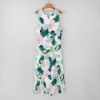 Sleeveless white floral dress, perfect for summer vacation, made of 100% polyester