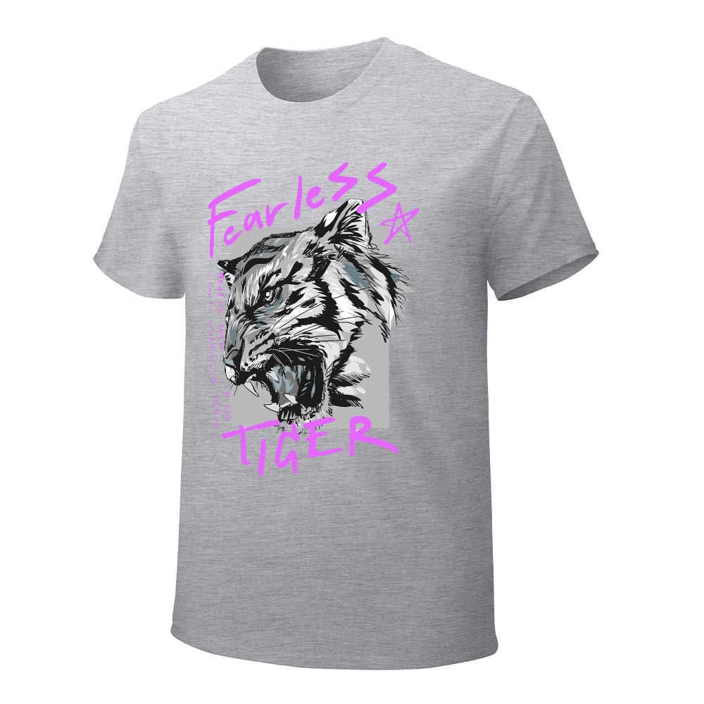 Men's gray cotton 'Fearless Tiger' graphic T-shirt, collection.