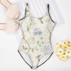 Floral print adult one-piece swimsuit with U-back design, made of polyester for beach and pool.