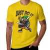 Yellow Men's 'Just Do It' Cotton T-shirt with Cartoon Design