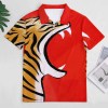 Red and Yellow Tiger Print POLO Shirt - European Sode, breathable polyester, stylish design.