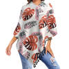 Knitted Cape with Fringed Edge featuring a leaf pattern. Made of polyester. Ideal for casual wear and parties.