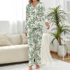 Women's floral print pajama set, V-neck top and trousers in comfortable polyester