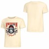Cream cotton short-sleeved T-shirt with "AMERICAN LEGEND" gorilla graphic print, summer fashion.