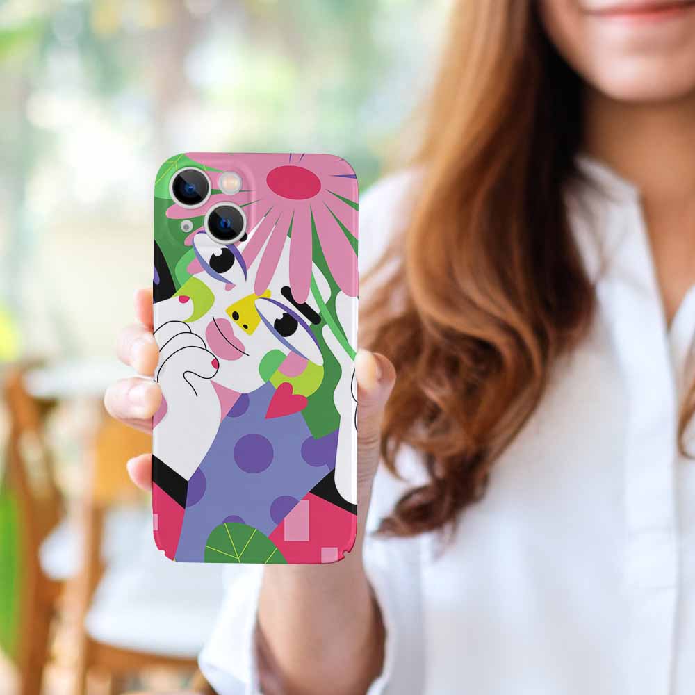 iPhone 14 floral case, PC plastic, scratch-resistant, precise cutouts. Artistic design.