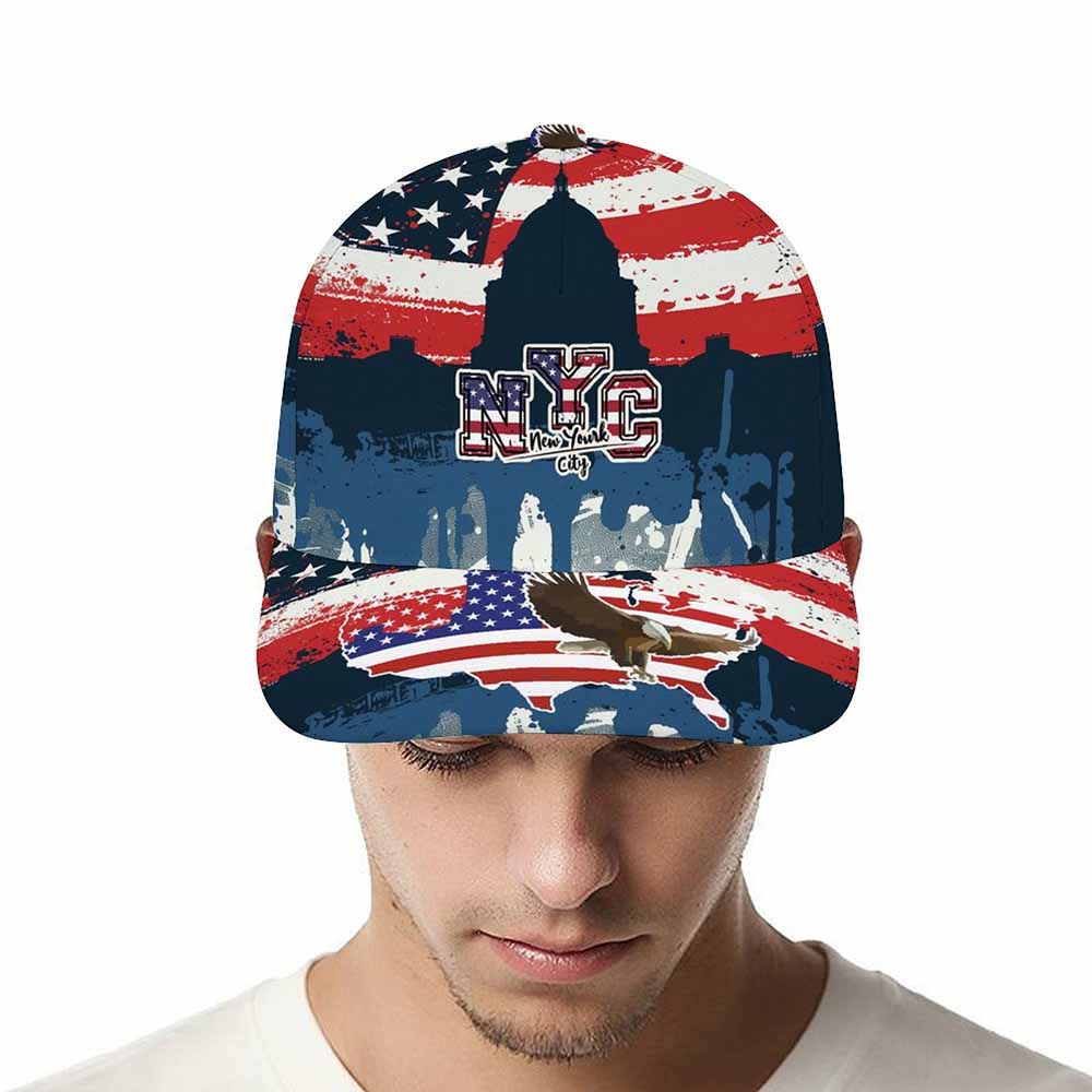 American flag baseball cap, polyester fabric, curved brim for outdoor wear. New upgrade 2024.