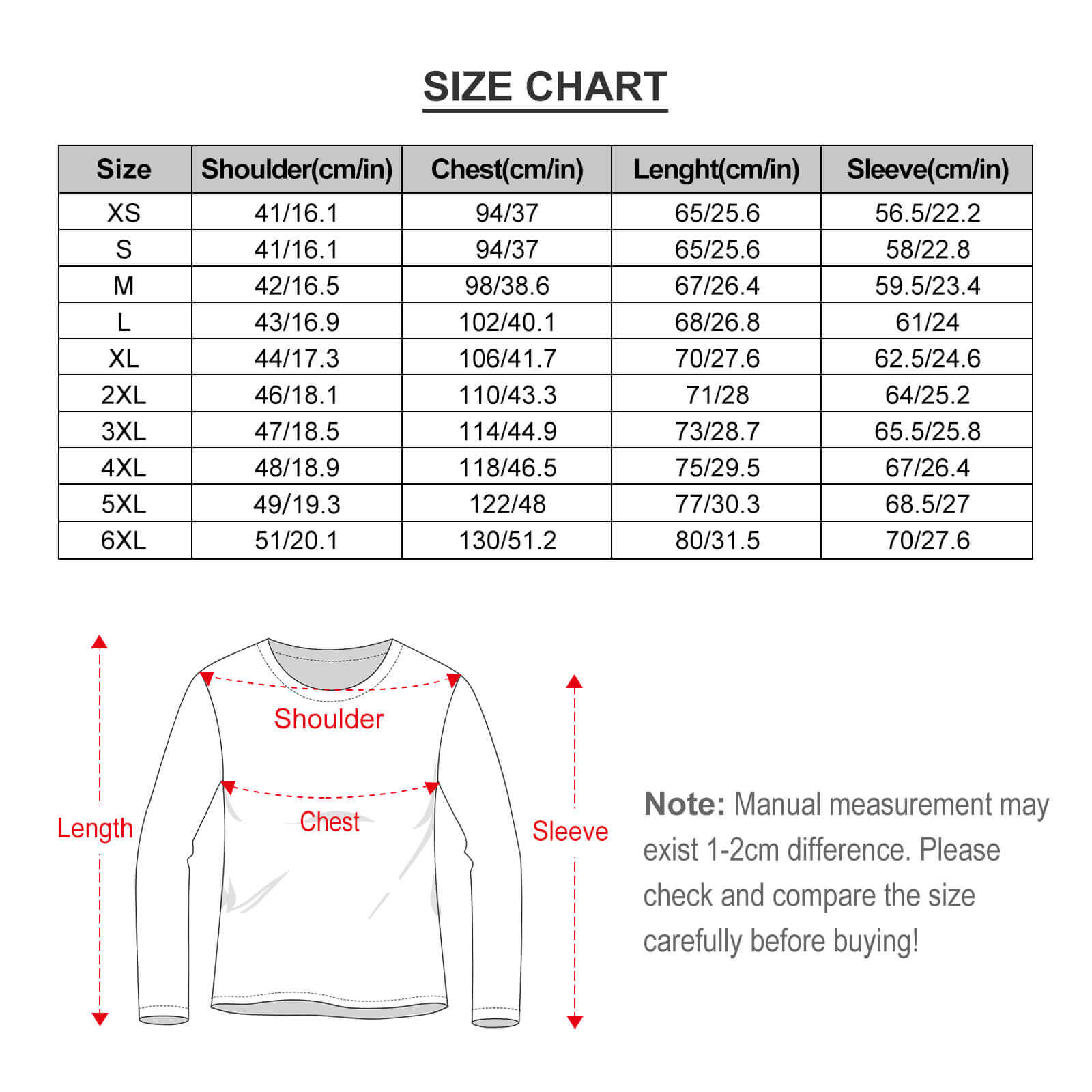Size chart for soft women's pajama set, showing measurements in cm and inches.