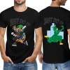 Black Men's T-shirt with front and back cartoon graphics, 'Just Do It' print, 100% cotton, breathable fabric.