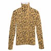 Leopard print long sleeve sweater with turtleneck, a winter fashion staple.