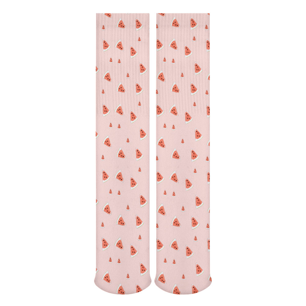 Pink breathable stockings pack of 5 with red heart pattern, made of large chemical fiber, comfortable everyday wear
