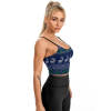 Navy camisole with unique pattern, comfortable and stylish for yoga or casual wear.