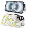 iPhone 16 case with card slot, featuring a cute cartoon cat design, TPU leather cover, and 360° protection