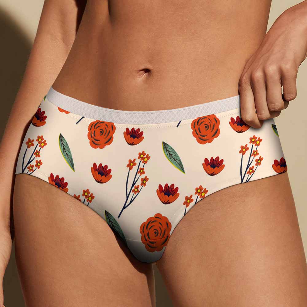 Women's floral print lycra underwear, comfortable and elastic design.