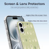 iPhone 16 Series Case with screen and lens protectors, olive green TPU, white pattern, protective cover